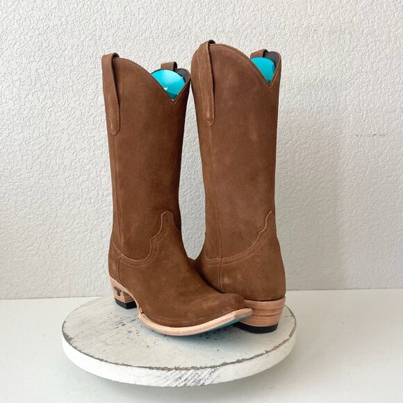 Lane EMMA JANE Womens Cowboy Boots 8.5 Toffee Suede Western Cowgirl Mid Calf - Picture 1 of 14